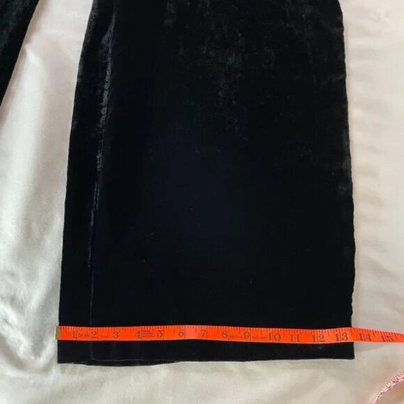 Anthropologie Black Velvet Flowy Wide Leg Pants Side Zipper Button Size 6 - Picture 12 of 15